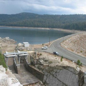 A view of the L.L. Anderson dam and spillway structure.