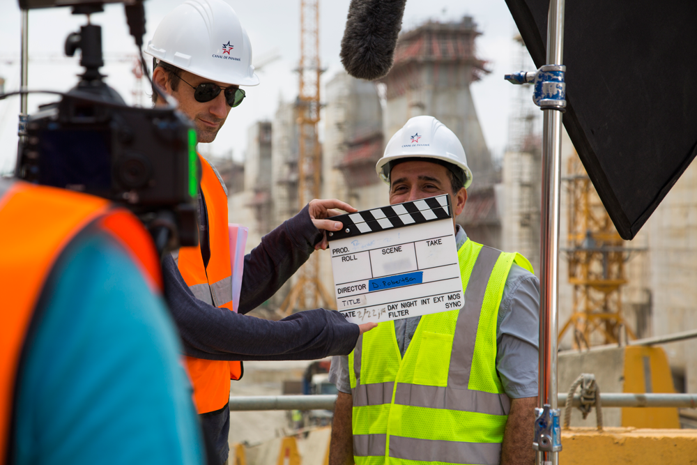 John Duque and producer Dylan Robertson filming inside the lock chambers
